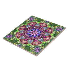 Marmormandala in Relief bunt Blume Fururist Fliese