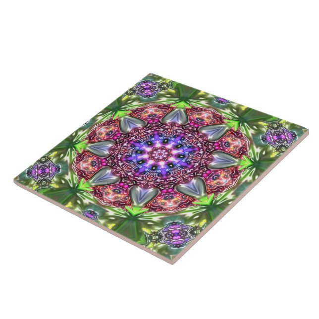 Marmormandala in Relief bunt Blume Fururist Fliese (Seite)