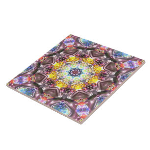 Marmormandala in Relief farbenfroh blumengeschmüc Fliese