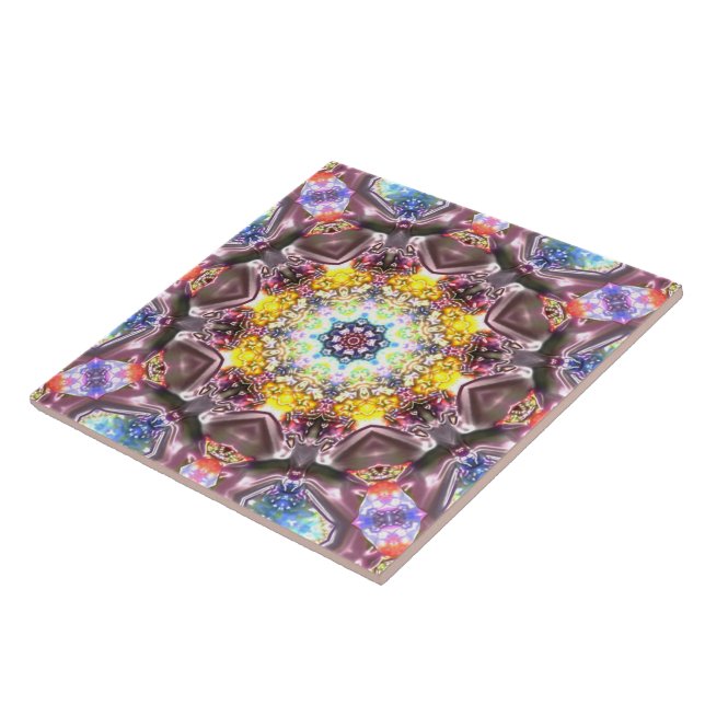 Marmormandala in Relief farbenfroh blumengeschmück Fliese (Seite)