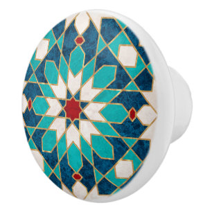 Marmormarmor, marokkanisches Mosaik, Aquamarin Keramikknauf