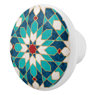 Marmormarmor, marokkanisches Mosaik, Aquamarin Keramikknauf