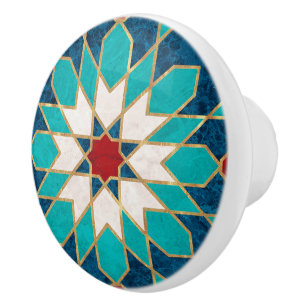 Marmormarmor, marokkanisches Mosaik, Aquamarin Keramikknauf
