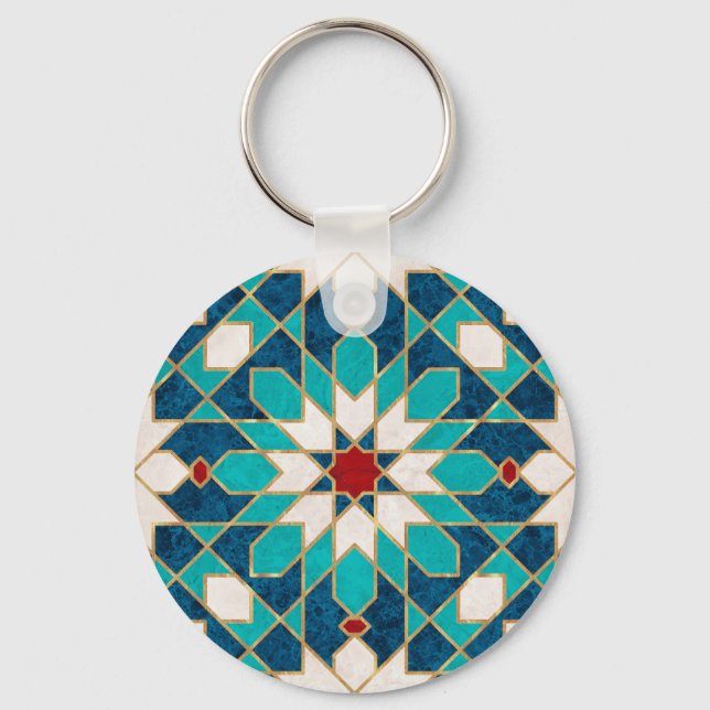 Marmormarmor, marokkanisches Mosaik, Aquamarin Schlüsselanhänger (Vorderseite)