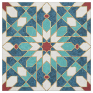 Marmormarmor, marokkanisches Mosaik, Aquamarin Stoff