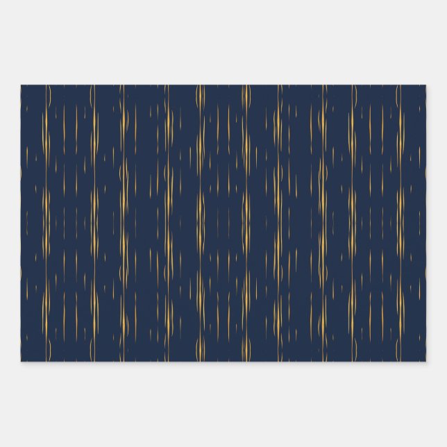 Marmormetall Gold Pinstripes gegen Navy Blue Geschenkpapier Set (Vorderseite)