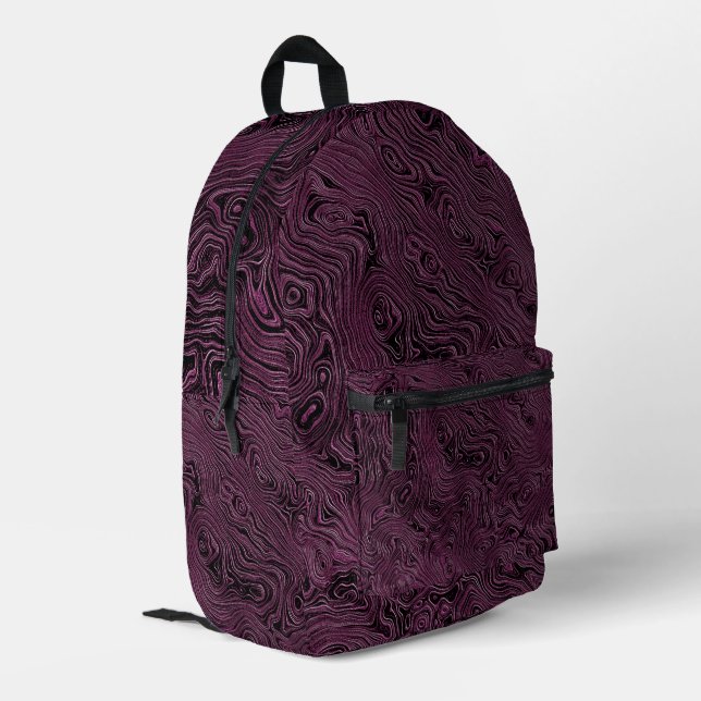 Marmormoirmuster aus marmoriertem Seidenmotiv Bedruckter Rucksack (Rückseitige Ecke links)
