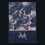 Marmormongramm aus Marmor und Rose Elegant Luxus Geschirrtuch<br><div class="desc">Klassisches Luxus-Design mit Navy und Rose Gold Marmor Glitzer mit Monogramm. Die Vorlage wurde Set,  sodass Sie nur Ihren Namen hinzufügen müssen,  um das Design zu vervollständigen. Passendes Zubehör im Lager .</div>