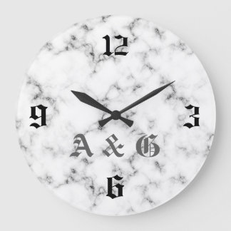 Marmormonogramm Große Wanduhr