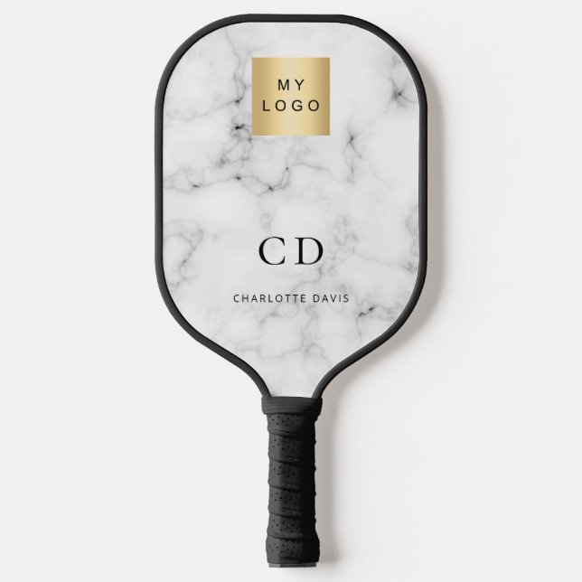 Marmormonogramm-Initialen Firmenlogo Pickleball Schläger (Vorderseite)