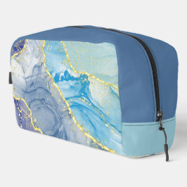 Marmormuster in Blau, Türkis und Gold Waschbeutel