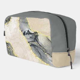 Marmormuster in Schwarz, Tan und Gold Waschbeutel