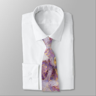 Marmormuster von Pastel Lilac, Blau und Gold Glitz Krawatte