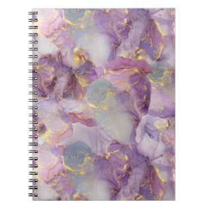 Marmormuster von Pastel Lilac, Blau und Gold Glitz Notizblock