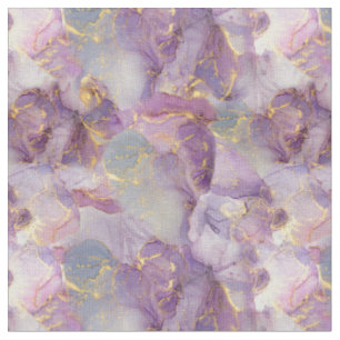 Marmormuster von Pastel Lilac, Blau und Gold Glitz Stoff