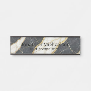 Marmorne schwarze, weiße und goldene Bürotür-Schil Türschild