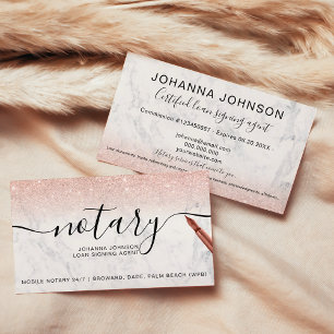 Marmornotary Kredit typografie Rose Gold Glitzer Visitenkarte
