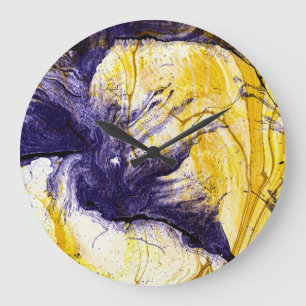 Marmorpapier: Helle Akrylkunst Große Wanduhr