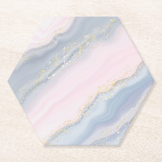 Marmorpastel Stone Texture Glitzer Wasserfarbe Untersetzer (Vorderseite)