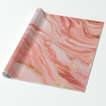 Marmorpfirsiche Rosa Rosa Gold Wrapping Paper