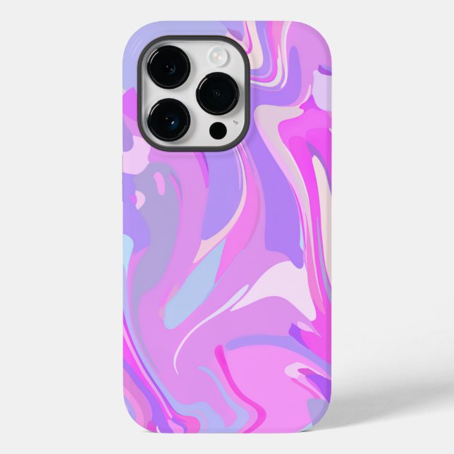 Marmorrosa Lila Türkis Case-Mate iPhone 14 Pro Hülle (Rückseite)