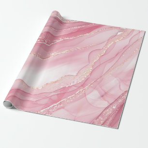 Marmorrosa mit goldenem Glitzer Geschenkpapier