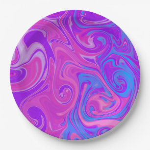 Marmorrosa Paint Swirl Rosa Lila Kunstgenuss Pappteller