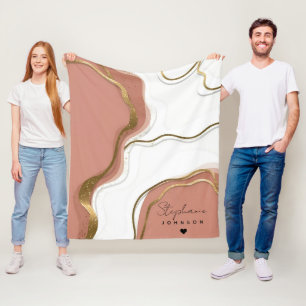 Marmorrosa Rosa Personalisiertes Monogramm Fleecedecke