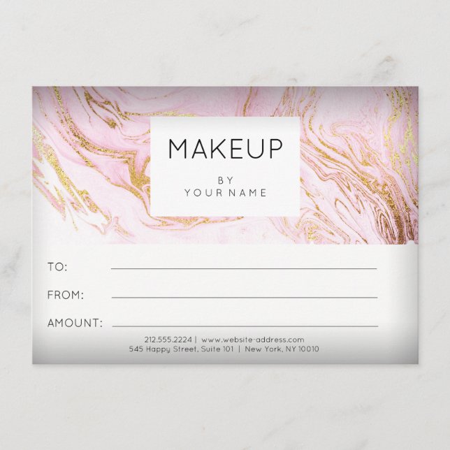 Marmorrosa Rose Makeup Beauty Certificate Geschenk (Vorderseite)