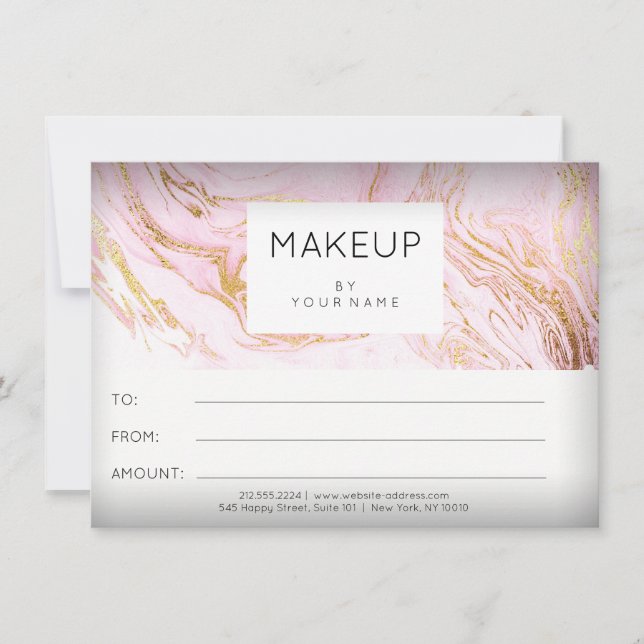 Marmorrosa Rose Makeup Beauty Certificate Geschenk (Vorderseite)