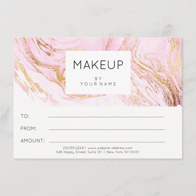 Marmorrosa Rose Makeup Beauty Certificate Geschenk (Vorderseite)