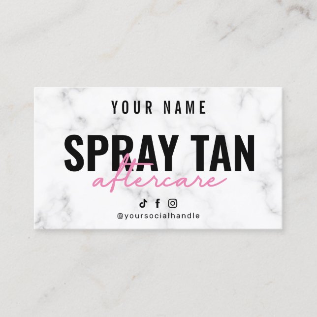 Marmorrosa Spray Tan Aftercare Card Visitenkarte (Vorderseite)