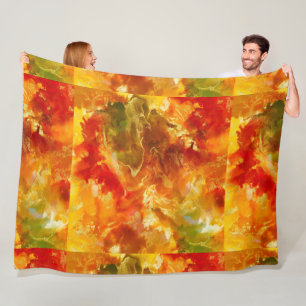 Marmorrot, orange, gold, gelb fleecedecke