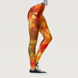 Marmorrot, orange, gold, gelb leggings