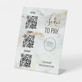Marmorscans zur Bezahlung des QR-Codes für kontakt Sockelschild