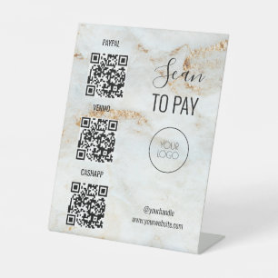 Marmorscans zur Bezahlung des QR-Codes für kontakt Sockelschild