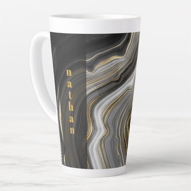 Marmorschwarz und Gold Personalisiert Milchtasse (Linke Ecke)