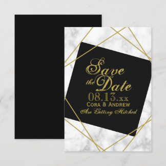 Marmorschwarz und Imitate Gold Save the Date Hochz Einladung