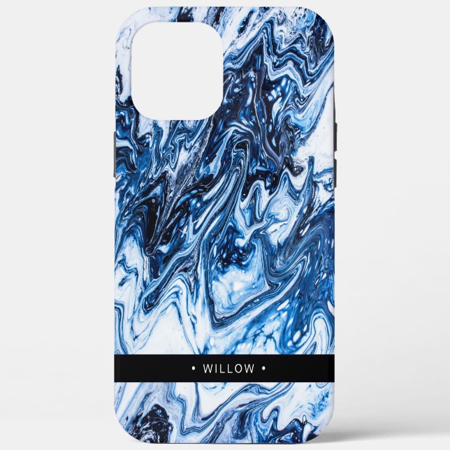Marmorschwung Navy Blue Personalisiert Case-Mate iPhone Hülle (Rückseite)