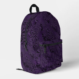 Marmorseide Moire Muster in Lila Trauben Bedruckter Rucksack
