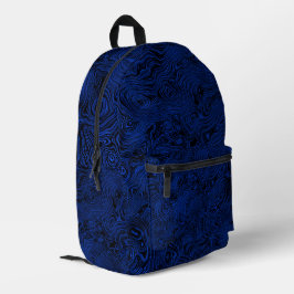Marmorseide Moire Muster in Rich Blue Bedruckter Rucksack