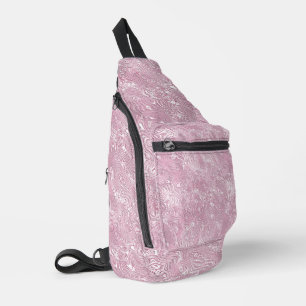 Marmorseidenmoirmuster in trostlosem Rosa Crossbody Bag