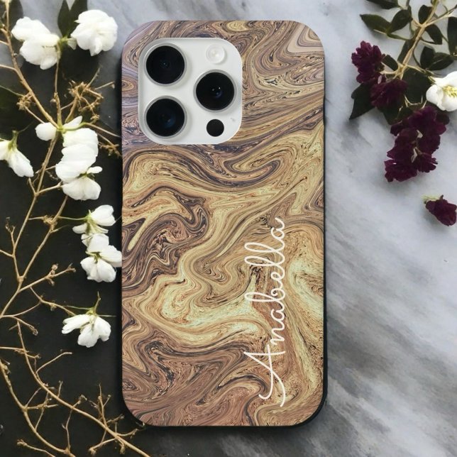 Marmorskript boho retro rostigen Gold Kupfer Ocker Case-Mate iPhone Hülle (Von Creator hochgeladen)