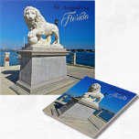 Marmorskulptur an der Brücke von Lions St. Augusti Fliese<br><div class="desc">Diese Keramik Tile zeigt das Foto eines von zwei Gallanten aus weißem Marmor, die über dem Eingang der Löwenbrücke stehen, die das Zentrum von St. Augustine mit der Insel Anastasia verbindet. Die großen Carrera Marmor Löwen heißen "Firm" und "Faithful" und wurden ursprünglich 1927 von dem italienischen Bildhauer F. Romanelli in...</div>