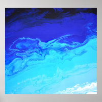 Marmorskulptur Navy Sapphire Blue Water Fluid Marb