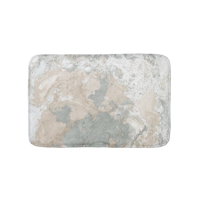 Marmorstein Abstrakt Creamy Mint Elfenbeingrau Badematte (Vorderseite)