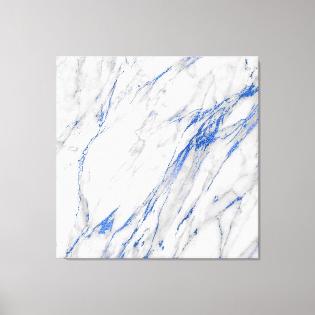 Marmorstein Abstrakt White Gray Carrara Blue Navy Leinwanddruck (Vorderseite)