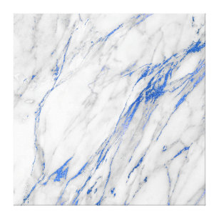 Marmorstein Abstrakt White Gray Carrara Blue Navy Leinwanddruck