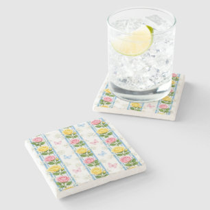 Marmorstein Untersetzer Blau Rosa & gelbe Rosen St