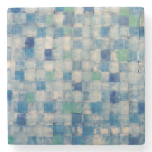 Marmorstein-Untersetzer "Blue Weave"